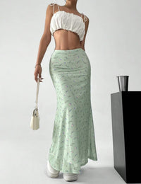 Summer Womens Skirt Mori Style Floral Chiffon Fishtail Maxi Skirt