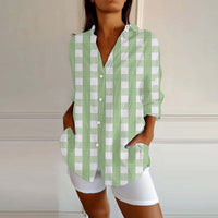New Women's Spring And Summer Long Sleeves Plaid Printed Shirt