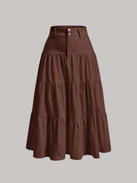 Stylish Womens Solid-color High-waisted Skirt