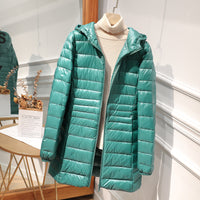 Down Jacket Women's Mid-length Hooded Slim Fit Light Coat