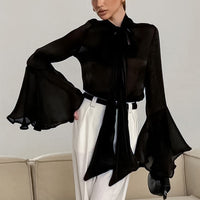 French Gentle Wind Floating Lead Flared Sleeves Long Sleeves