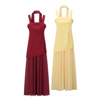 French Romantic Resort-Style Sexy Backless Flowy Strap Detail High-Slit Maxi Dress