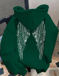 Trendy Minimalist Design Wings Printing Sweater Casual Loose Sweatshirt Pullover