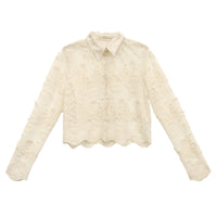 Women's Jacquard Buttons Lace Shirt
