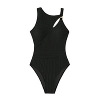 Solid-color Hollow-out One-piece Swimsuit Womens Bikini