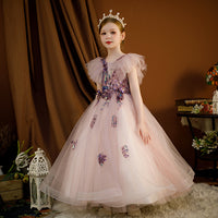 White Children's Long Skirt Mesh Dress
