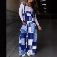Autumn Printed Defined-Waist Lace-Up Jumpsuit Trousers For Women
