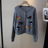 Korean Style Women's Round Neck Cartoon Sweater