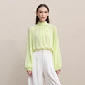 Womens Loose Half-Neck Raglan-Sleeve Chiffon Top