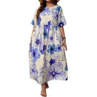 Vacation Short-Sleeve Crew-Neck Floral Print Dress