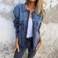 Lapel Variegated Metal Buckle Knitted Coat
