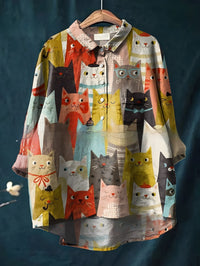 Casual Long Sleeve Shirt Animal Print Hawaiian Long Sleeve Blouse