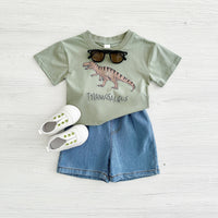 Baby Dinosaur Printed T-shirt Denim Shorts All-match Suit
