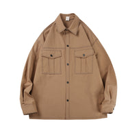 Men's Bright Line Tooling Jacket Japanese Solid Color Shirt Coat