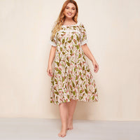 Ladies' Homewear Stitching Elastic Printing Nightdress