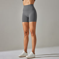 Women's Solid Color Double-sided Brocade Brushed Fitness High Waist Shorts