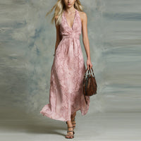 Deep V-neck Sleeveless Halterneck Casual French-style Dress