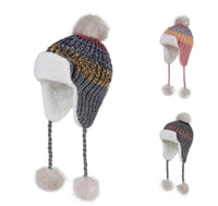 Lovely Baby Knitted Cap With Fluffy Ball Earmuffs