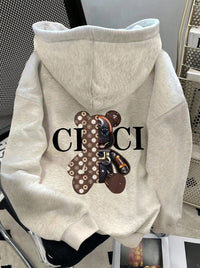 Womens Cartoon Print Loose Personalized Hoodie