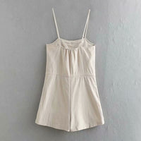 Thin Tooling Style Three-Dimensional Pocket Sling Jumpsuit Shorts Casual Pants Women