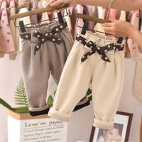 Cotton padded little girl slacks