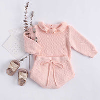Temperament ruffled shorts long-sleeved top two-piece suit