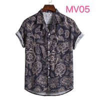 Cotton And Linen Ethnic Style Suit Collar Short Sleeve Shirt