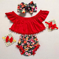 Girl's Short Sleeve Strapless Solid Top