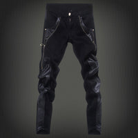 Men's leather pants tide locomotive popular foot pants