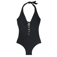 Solid large fat one piece swimsuit
