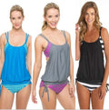 Bikini Amazon women's split stripes conservatively covered belly
