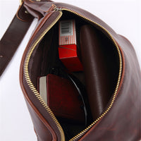 Retro Men's Waist Bag Crazy Horse PU Leather Crossbody Bag