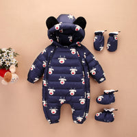 Down jacket plus velvet baby romper jumpsuit
