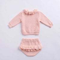Temperament ruffled shorts long-sleeved top two-piece suit