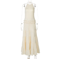 Summer Fashion Backless Halter Pleated Dress