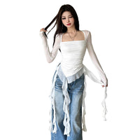 Womens Fashionable Sexy Sheer Slim-Fit T-Shirt