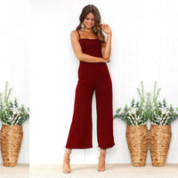 Sexy suspenders wrapped chest zipper jumpsuit women