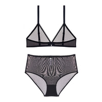 Transparent deep V underwear bra and high waist panties