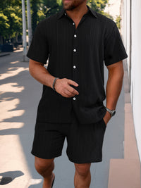 Shirt Casual Loose Short Sleeves Trousers Beach Suit