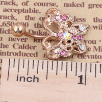 Gold rose butterfly navel ring