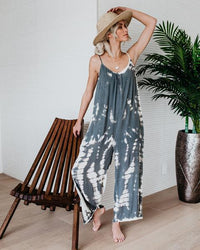 Loose sling tapered printed jumpsuit