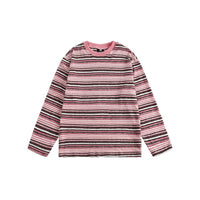 Striped Long-sleeved T-shirt Trendy Men's Women's Pullover Top