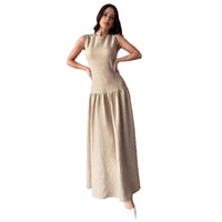 Elegant Womens Vintage Linen Sleeveless Maxi Dress