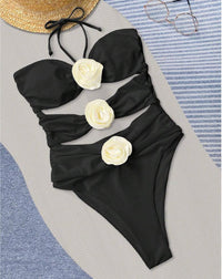 Ladies Hot Spring Three-dimensional Flower BIKINI One-piece Swimsuit