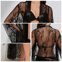 Sexy Lace Bathrobe Loungewear Long Nightgown
