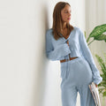 Womens Soft Long-Sleeve Pajama Pants With Hollow-Out Jacquard DesignPerfect For Lounging At Home In Europe And The US