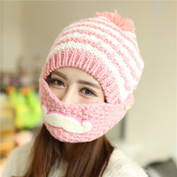 Plush warm beard mask, thick knitted hat