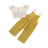 Girls' floral camisole suit