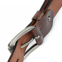 Men's Belt Vegetable Tanned Top Layer Cowhide Belt Stitch Denim Pants Belt