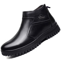 Leather warm men's cotton shoes, wool fur